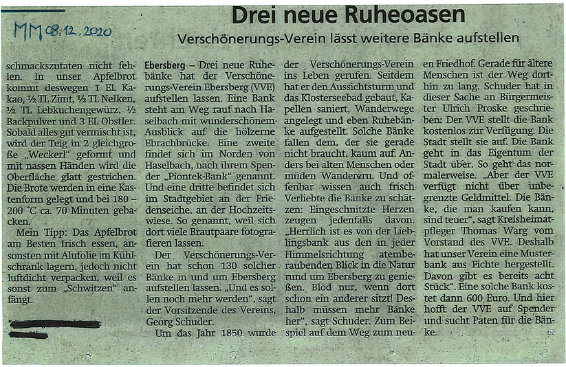 Read more about the article neue Ruhebänke für Ebersberg